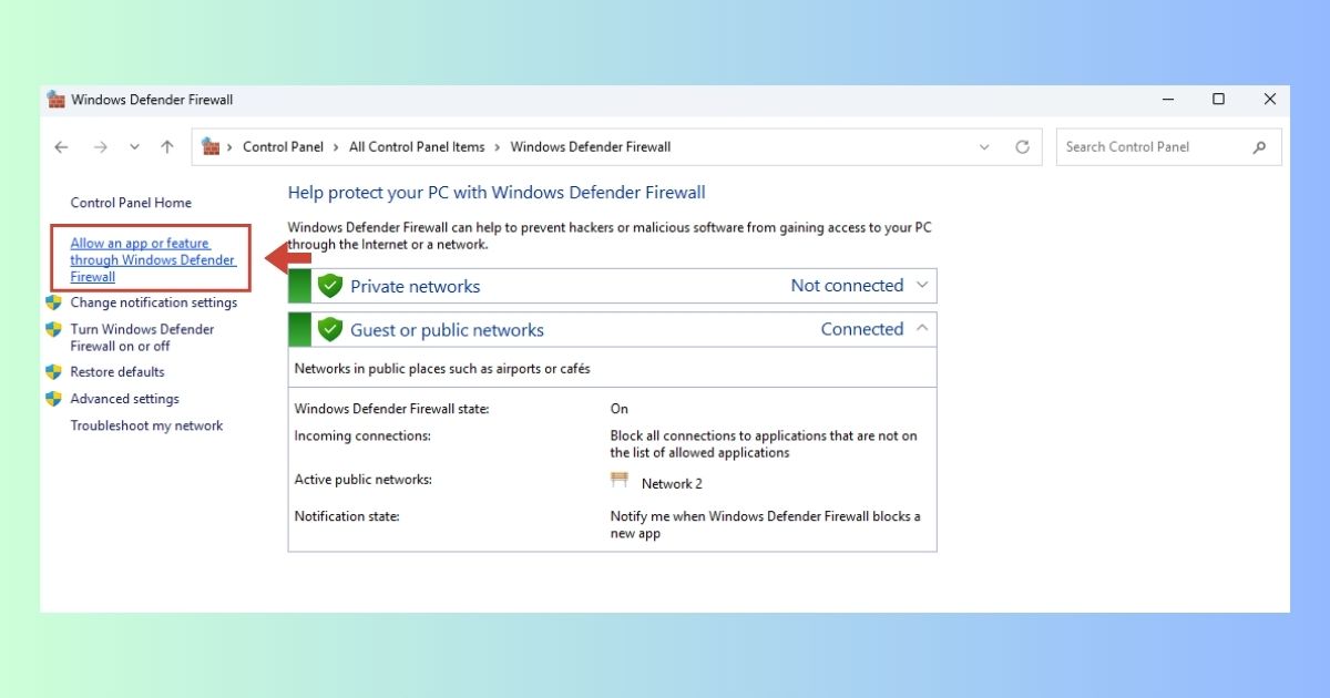 11 Cách sửa lỗi Unable to connect trên Zoom thành công 100% 58 nhấp chọn Allow an app or feature through Windows Defender Firewall