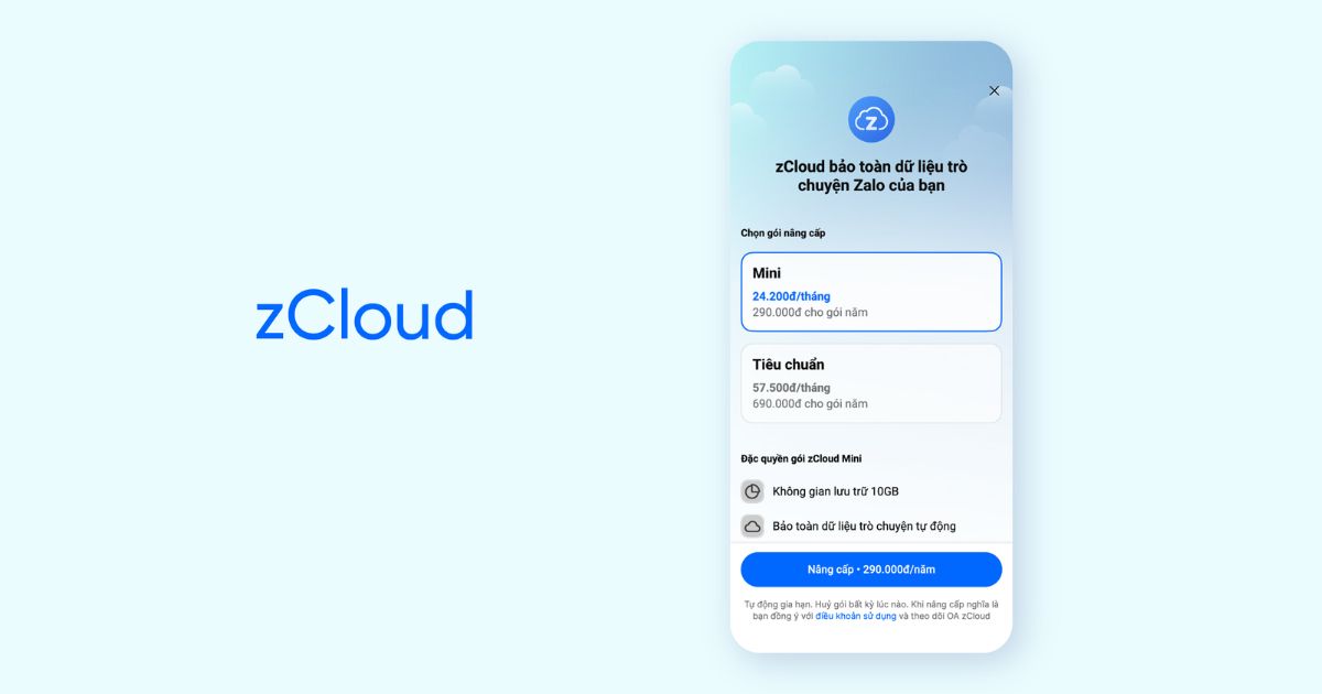 Tư vấn mua zCloud: Bảng giá & lựa chọn phù hợp theo nhu cầu 19 Gói zCloud Tiêu chuẩn