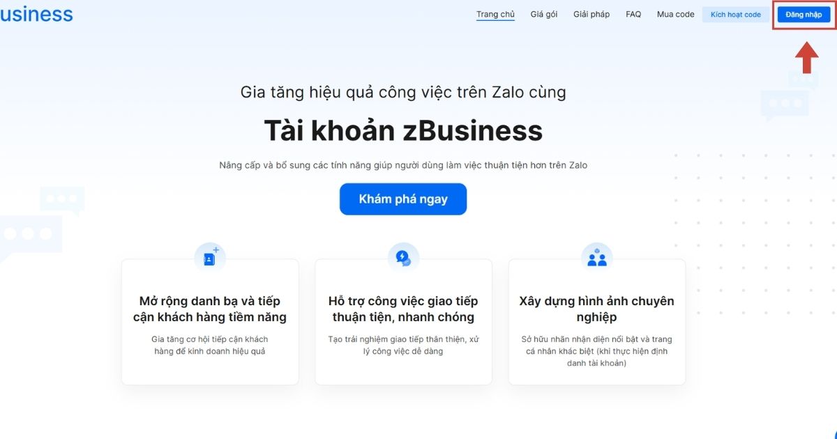 Tư vấn mua Zalo Business: Bảng giá & giải pháp tối ưu 26 Nhấn vào nút "Đăng nhập"