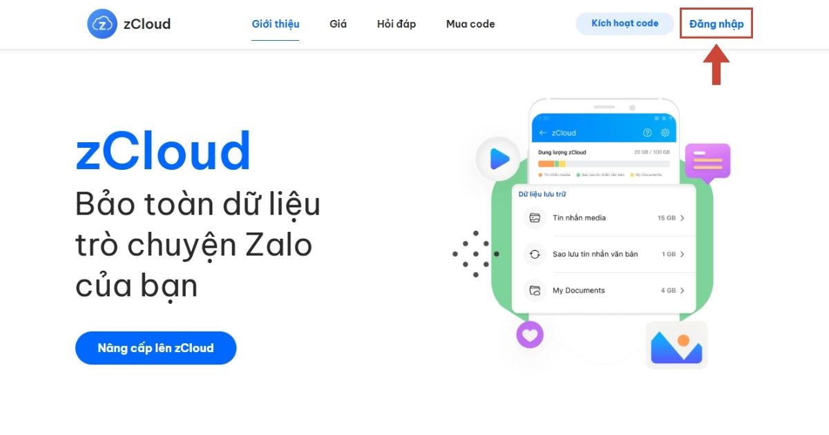 Tư vấn mua zCloud: Bảng giá & lựa chọn phù hợp theo nhu cầu 29 Nhấn vào nút "Đăng nhập"