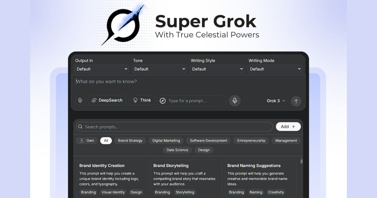 SuperGrok Lite - 1 năm 2 Tạo và triển khai ứng dụng chỉ với một câu lệnh (Web Deployment)