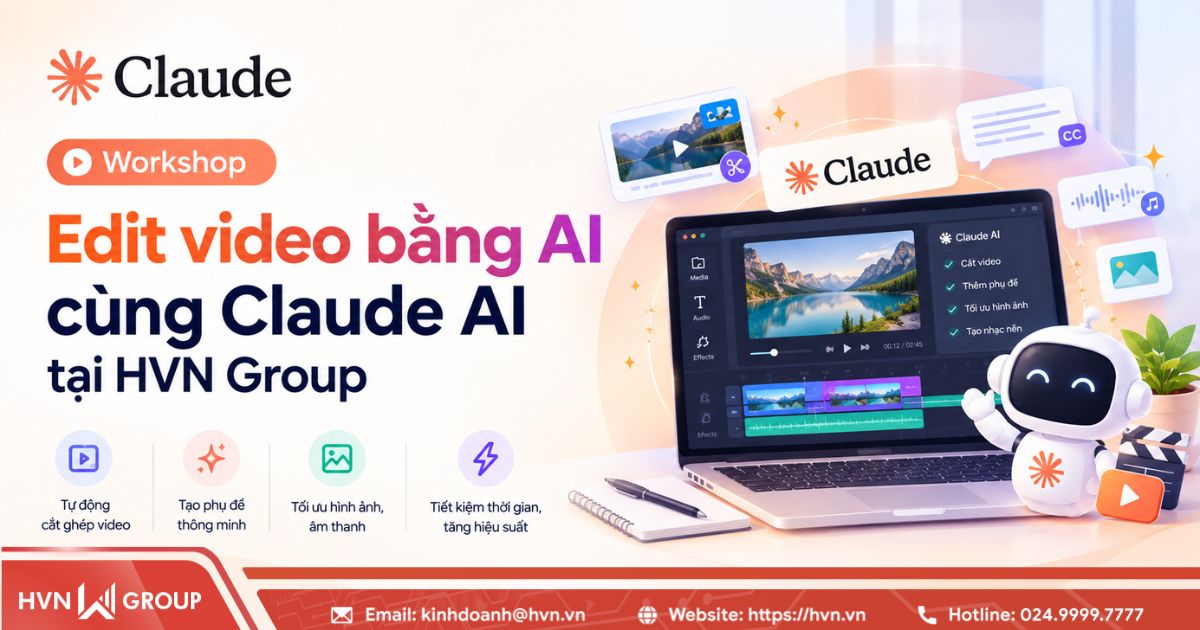 Workshop edit video bằng AI cùng Claude AI tại HVN Group 