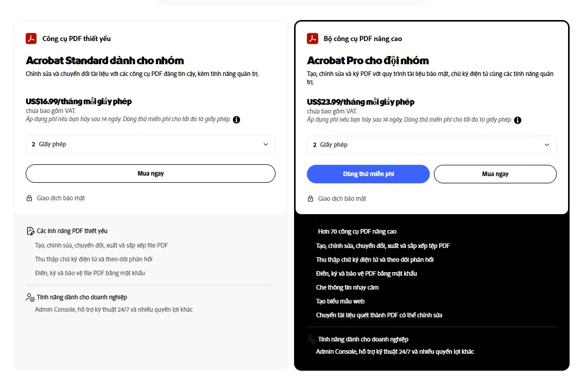 So sánh Adobe Sign vs DocuSign (2026): Tính năng, chi phí & lựa chọn 17 Bang Gia Adobe Sign