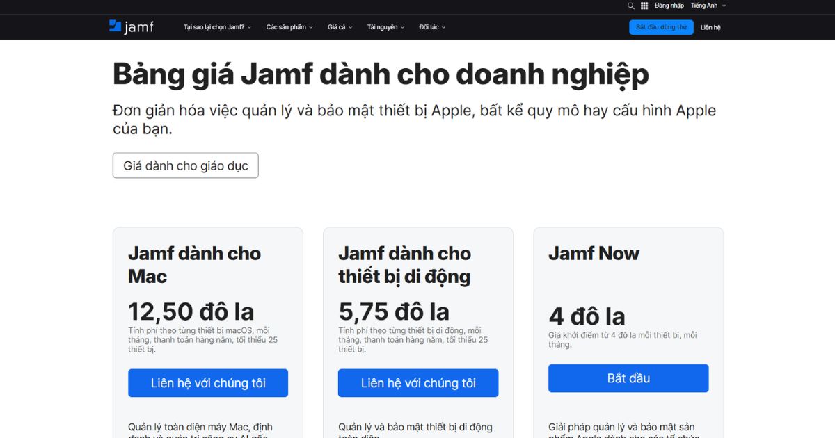 Tư vấn mua Jamf bản quyền: Báo giá & Hướng dẫn chọn gói 20 Đăng ký trực tiếp trên trang chủ Jamf