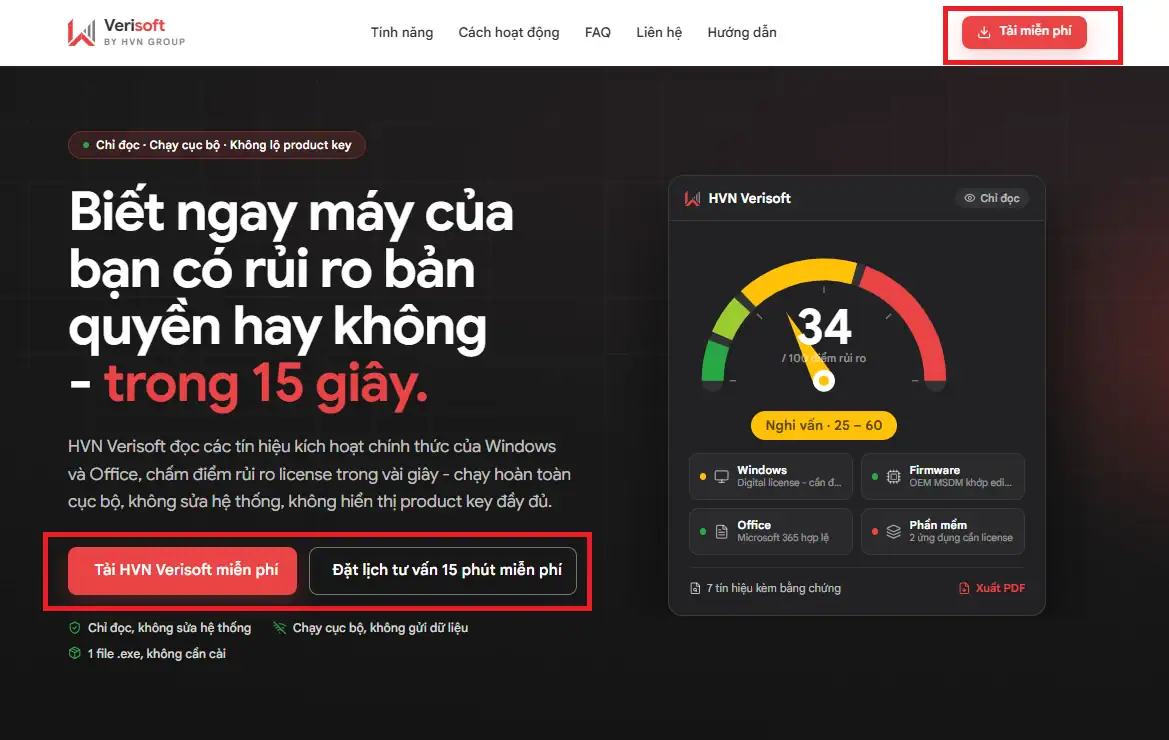 05+ Cách kiểm tra Win có bản quyền hay không (Cập nhật 2026) 15 Tai Cong Cu Verisoft Hvn